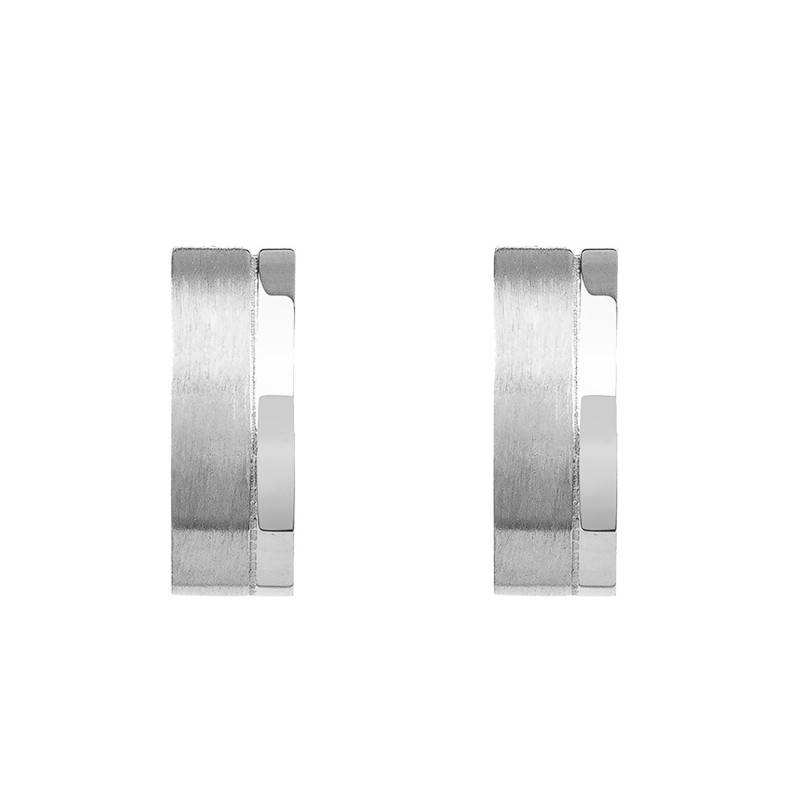 Diego Steel Hoop Earrings, Diameter 9 mm - Phebus