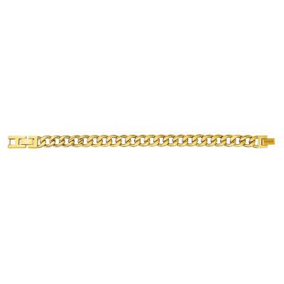 Gold Steel Curb Chain Bracelet Hazou, Length 19.5 cm, Width 9 mm - Phebus