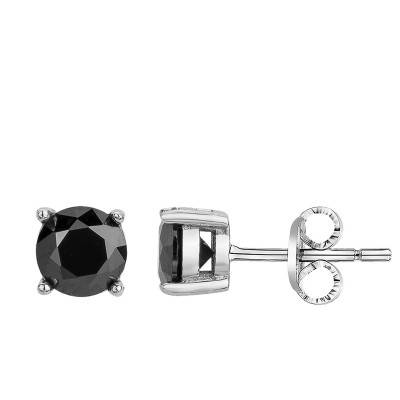 Puces d'oreilles Noires Issa Acier & Oxyde de Zirconium - Phebus