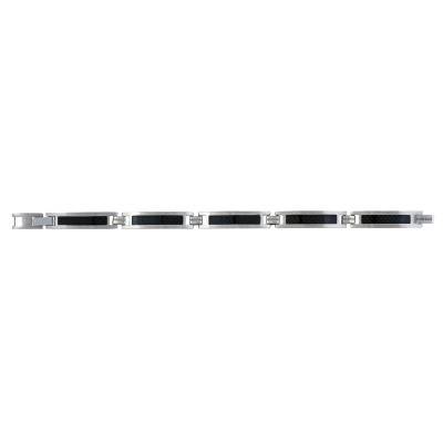 Léon Steel & Carbon Bracelet, 19.5 cm to 21 cm - Phebus