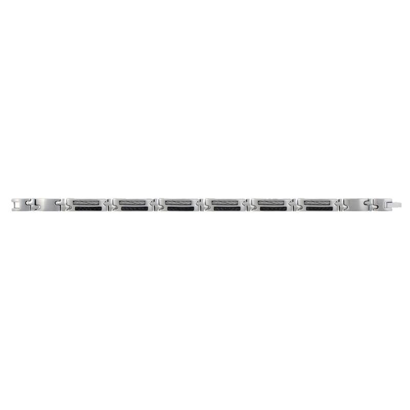 Malcolm Steel, Cable & Carbon Bracelet, 21 cm - Phebus
