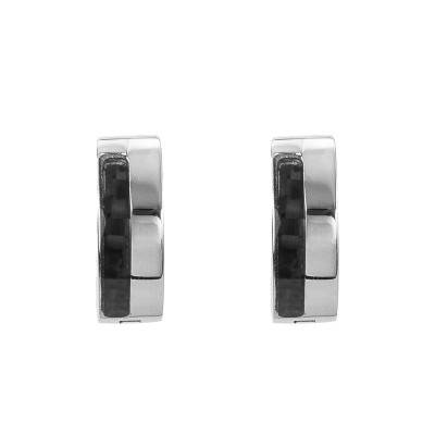 Créoles Ivan Noires Acier & Carbone, Diamètre 9 mm - Phebus