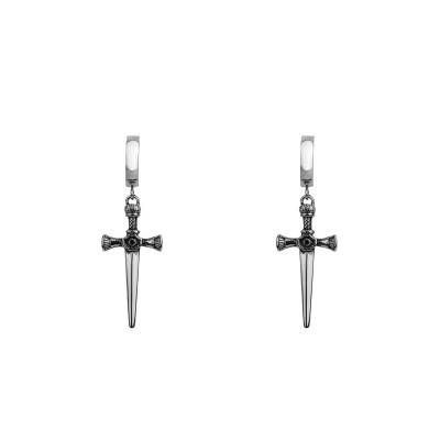 Sword Steel Hoop Earrings, Diameter 13 mm - Phebus