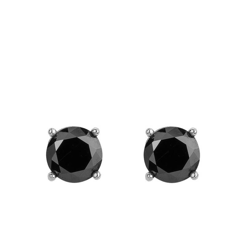 Black Ryo Steel & Zirconium Oxide Stud Earrings - Phebus