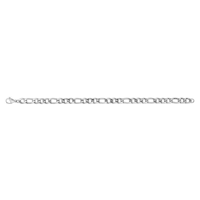 Steel Triple Alternating Oval Link Chain Elio Bracelet, 21 cm Long, 6 mm Wide - Phebus