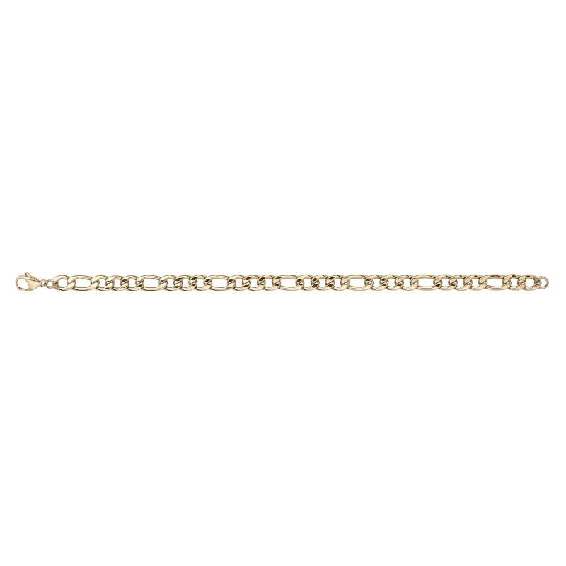 Gold-Tone Steel Triple Alternating Oval Link Chain Elio Bracelet, Length 21 cm, Width 6 mm - Phebus