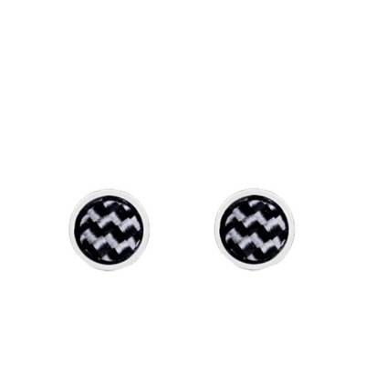 Séverin Steel and Carbon Round Stud Earrings - Phebus
