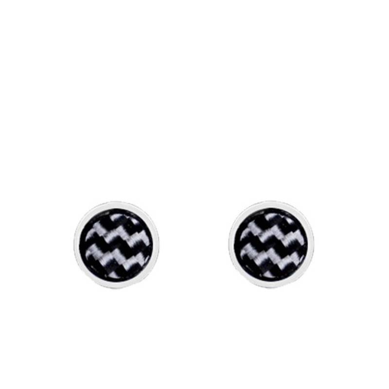 Séverin Steel and Carbon Round Stud Earrings - Phebus