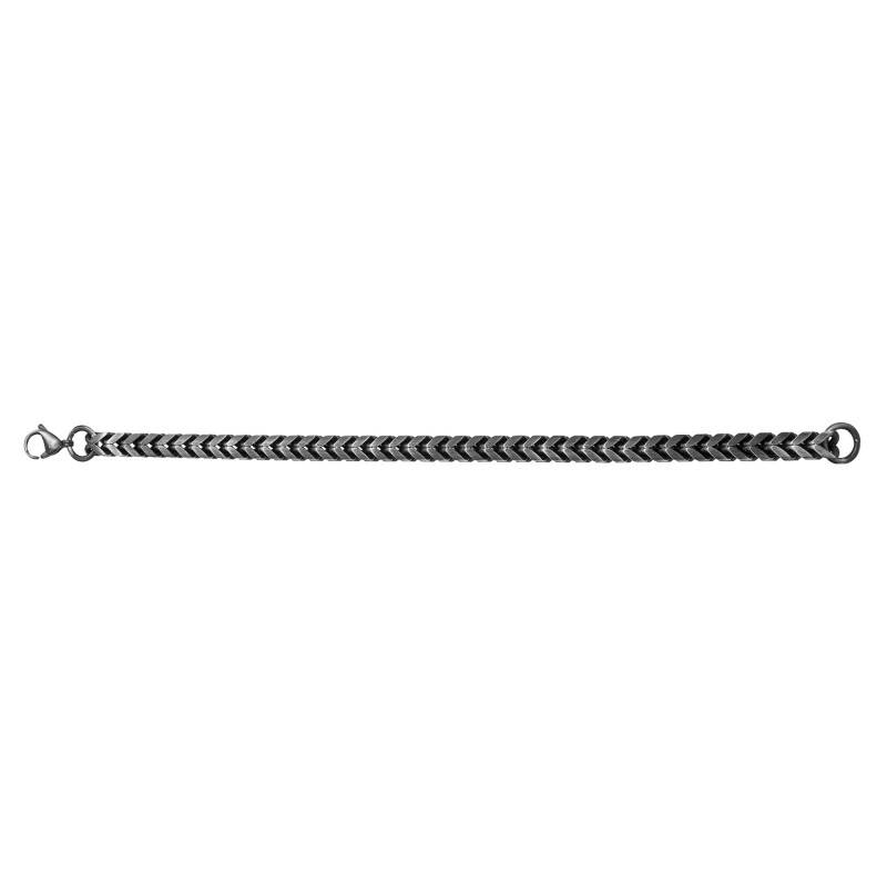 Vintage Steel Chevron Milo Bracelet, Length 21 cm, Width 5 mm - Phebus