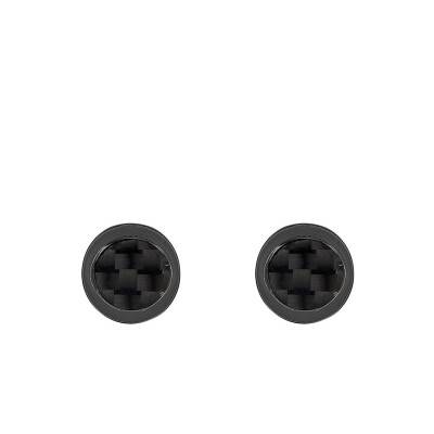 Séverin Steel & Black Carbon Stud Earrings - Phebus