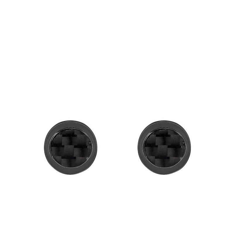 Séverin Steel & Black Carbon Stud Earrings - Phebus