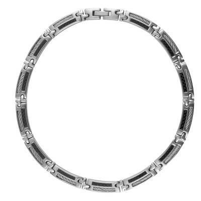 Malcolm Steel & Carbon Cable Necklace, 50 cm - Phebus