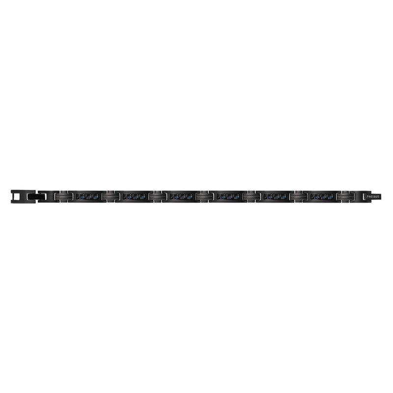 316L Black Steel Stani Bracelet, Length 19,5 cm to 21 cm - Phebus