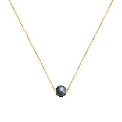 Linoa 750/1000 Yellow Gold & Tahitian Pearl Necklace, 42 cm Length - Poema