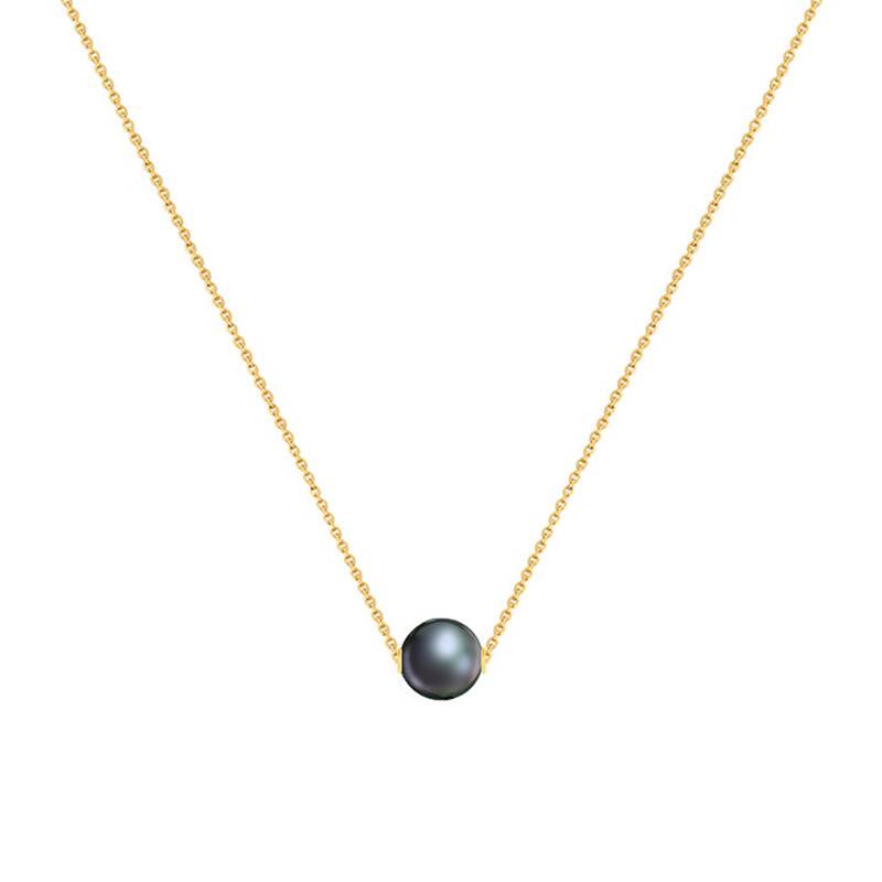 Linoa 750/1000 Yellow Gold & Tahitian Pearl Necklace, 42 cm Length - Poema