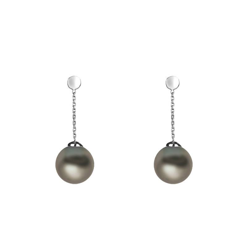 750/1000 White Gold & Pearl Drop Earrings - Poema