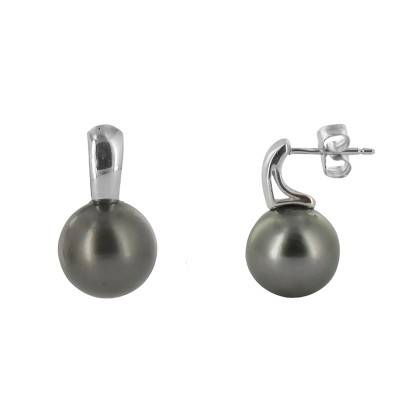 Boucles d'oreilles perles pendantes et Or Blanc 750 - Poema