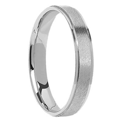Alliance Ruban Confort Superposée Givrée en Platine 950, Largeur 4 mm - Ponce
