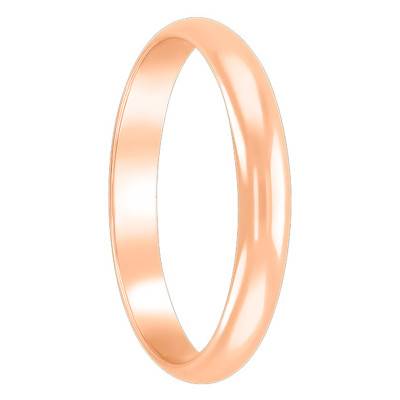 Alliance Demi-Jonc en Or Rose, Largeur 3,50 mm - Ponce