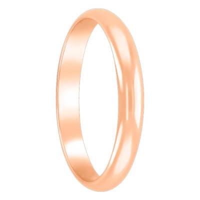 Alliance Demi-Jonc en Or Rose, Largeur 3 mm - Ponce