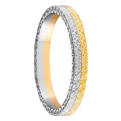 Alliance Ruban Confort Alicante Diamantée en Or Jaune 750 et Platine 950, Largeur 3 mm - Ponce