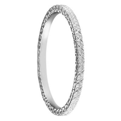 Alliance Ruban Confort Diamantée en Or Blanc 750, Largeur 1,50 mm - Ponce