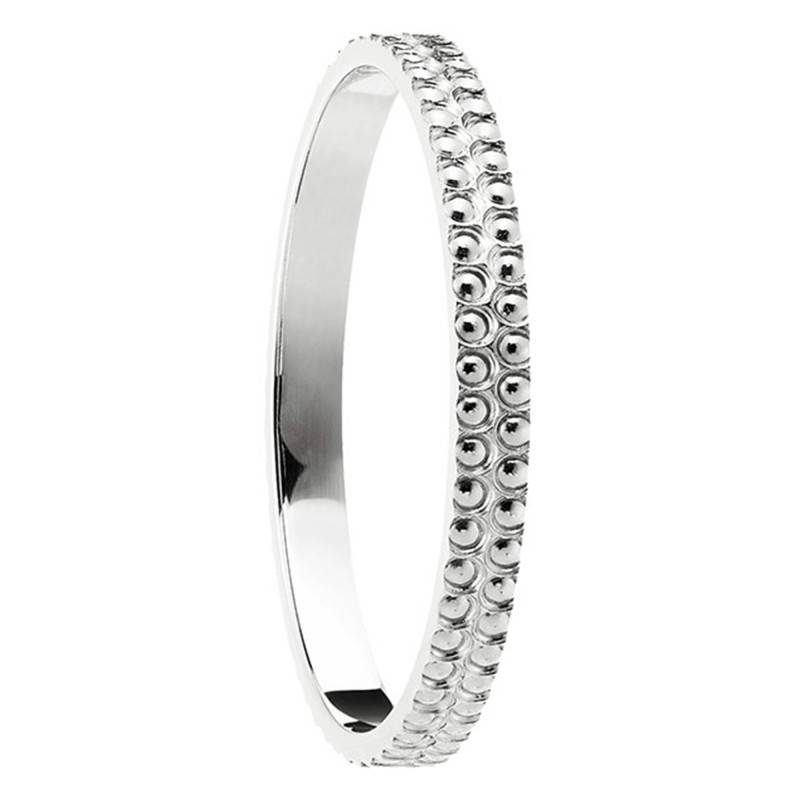 Lightweight Beaded Wedding Ring in 750/1000 White Gold, Width 2 mm - Ponce
