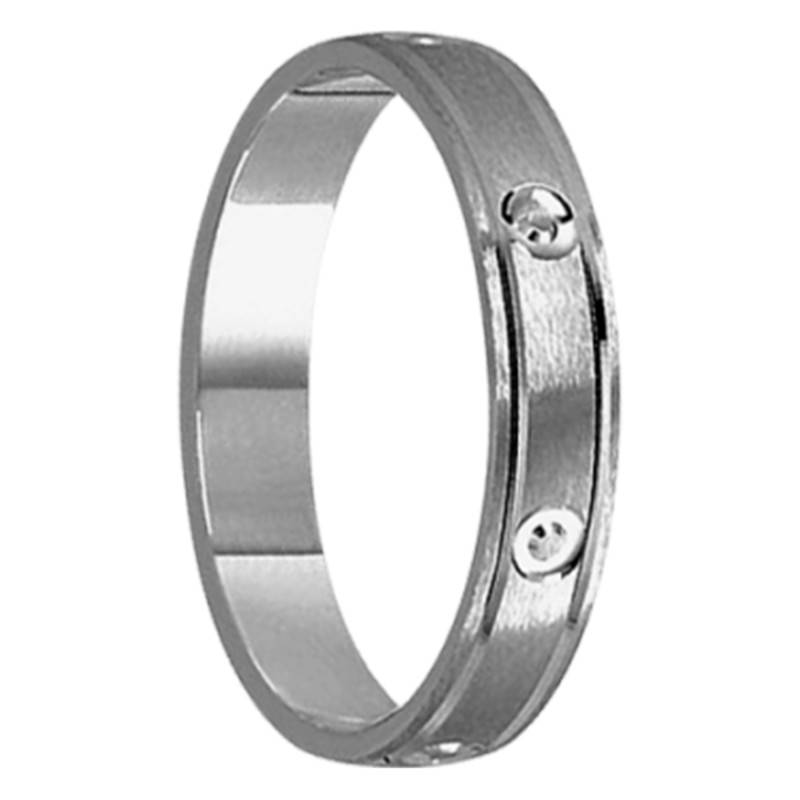 "Half-Dome Standard wedding ring with Grooves and Circles in Platinum" - Ponce