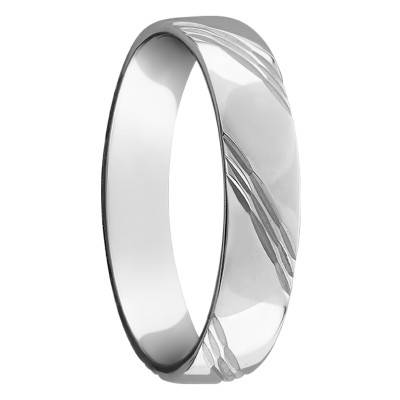 Platinum Grooved Comfort Half-Dome Wedding Ring, 3 mm Width - Ponce