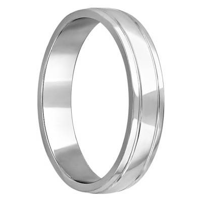 950 Platinum Double Groove Comfort Wedding Ring 4.50 mm - Ponce
