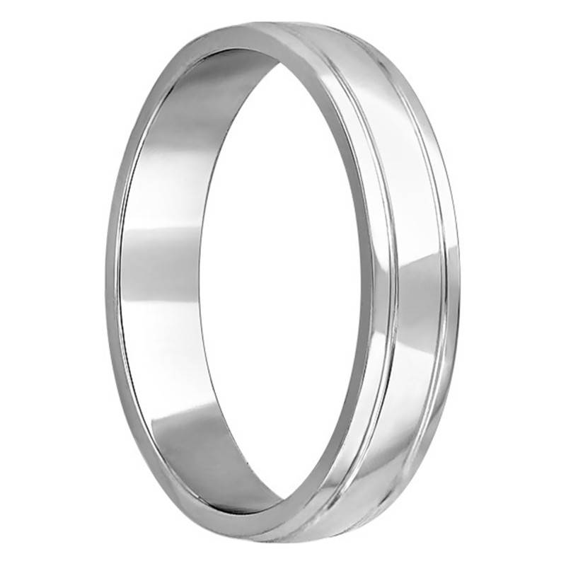 950 Platinum Double Groove Comfort Wedding Ring 4.50 mm - Ponce