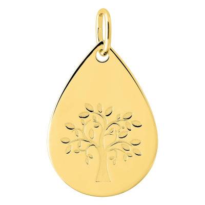 Pendentif Ovale Arbre de Vie en Or Jaune 375 - Emanessence