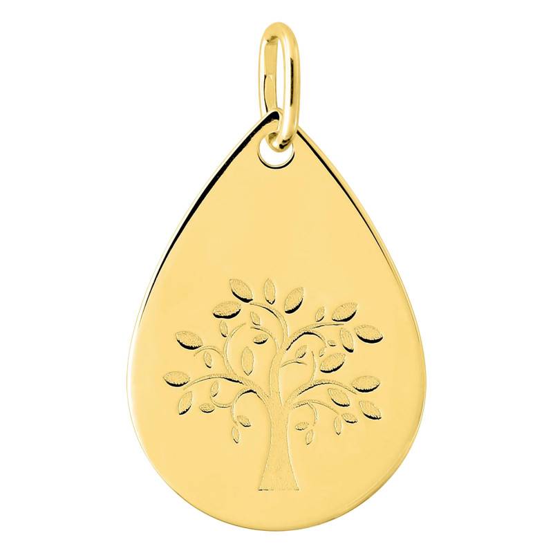 Yellow 375/1000 Gold Drop Tree of Life Pendant - Emanessence