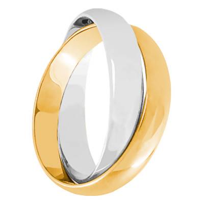 Alliance 2 Anneaux en 2 Ors Blanc et Jaune 750, Largeur 3 mm - Ponce