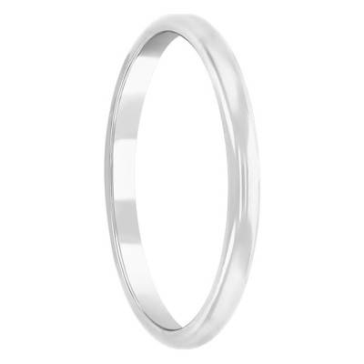 Alliance Demi-Bombé en Platine, Largeur 2 mm - Ponce