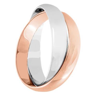 Alliance 2 Anneaux en 2 Ors Blanc et Rose, Largeur 3 mm - Ponce
