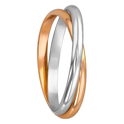 Alliance 2 Anneaux en 2 Ors Blanc et Rose 750, Largeur 2 mm - Ponce