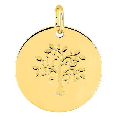 375 Yellow Gold Tree of Life Coin Pendant 15 mm - Emanessence