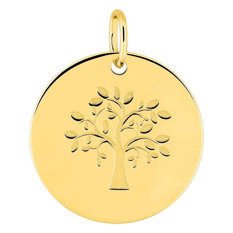 375 Yellow Gold Tree of Life Coin Pendant 15 mm - Emanessence