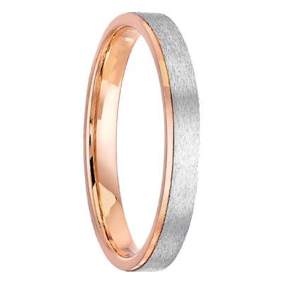 Alliance Ruban Baïkal en Or Rose 750 et Brossée en Platine 950, Largeur 2,50 mm - Ponce