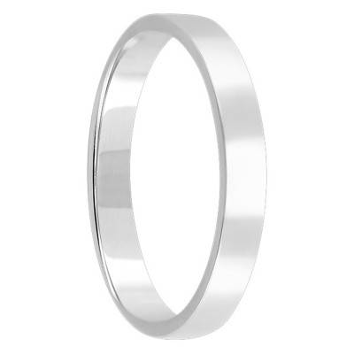 Platinum 950 Flat Ribbon Wedding Ring, 3 mm Width - Ponce