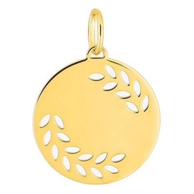 Pendentif Rameaux Ajourés en Or Jaune 375, Diamètre 20 mm - Emanessence