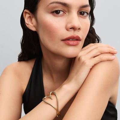Gold Organic Heart Bangle Bracelet - Pandora