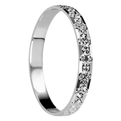 Alliance Ruban Standard Houblon Diamantée en Or Blanc 750, Largeur 2,50 mm - Ponce