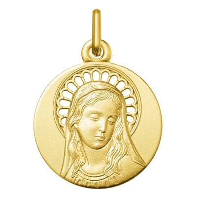 Médaille Vierge à l'Auréole Ajourée en Or Jaune 375, Diamètre 16 mm - Emanessence