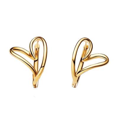 Gold Organic Heart Hoop Earrings - Pandora