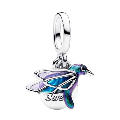 Charm Pendant Double Colibri en Résine & Argent 925 - Pandora