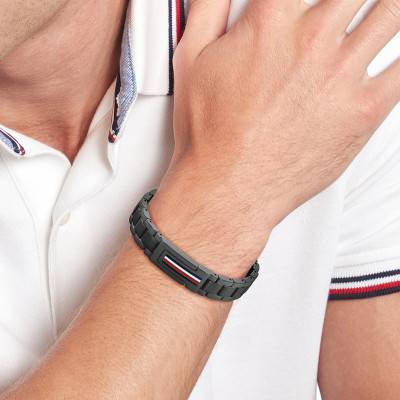 Black Steel Mason Bracelet, Adjustable Length 19 cm - 2790597 - Tommy Hilfiger