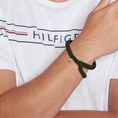 Green Nylon Axel Bracelet, Adjustable Length 19 cm - 2790594 - Tommy Hilfiger