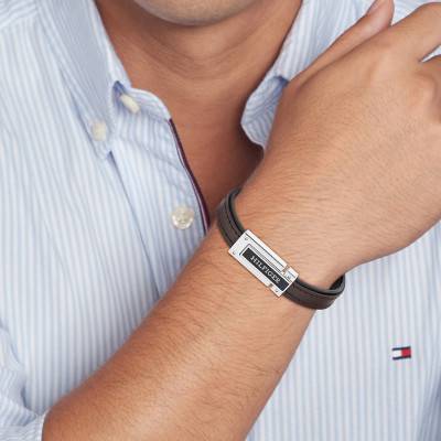 Bracelet en Acier & Cuir Marron, Longueur 19 cm - 2790559 - Tommy Hilfiger